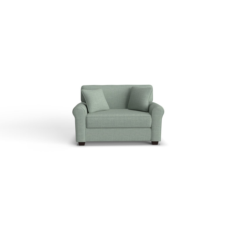 Shannon Upholstered 56'' Sleeper Sofa, Dark Walnut, Green