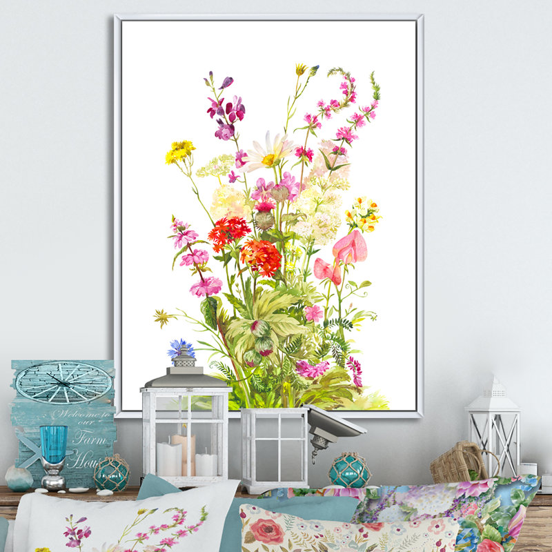 Bouquet de fleurs de la forêt en fleurs - œuvre d'art traditionnelle sur toile, H 32 po x l 16 po x P 1 po