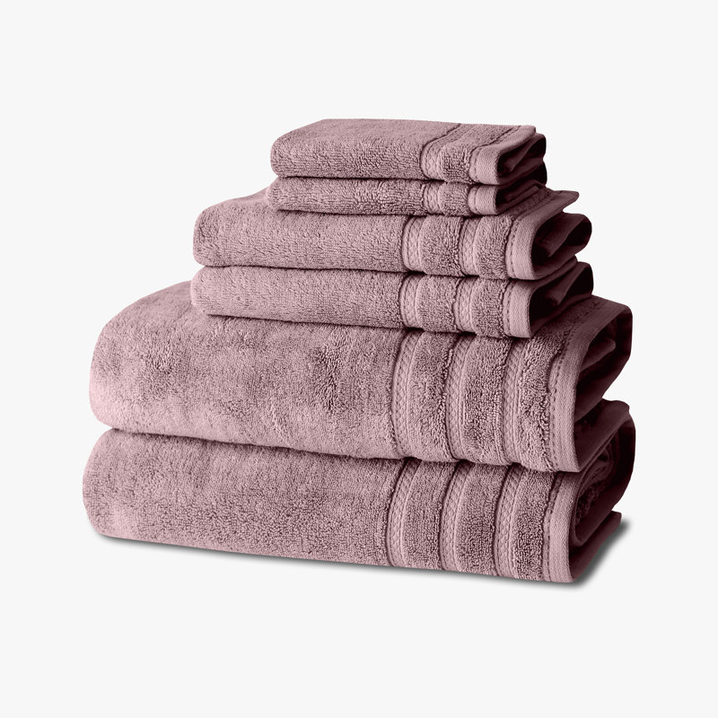 Luxurious Purple Cotton 6-Piece Bath Towel Set