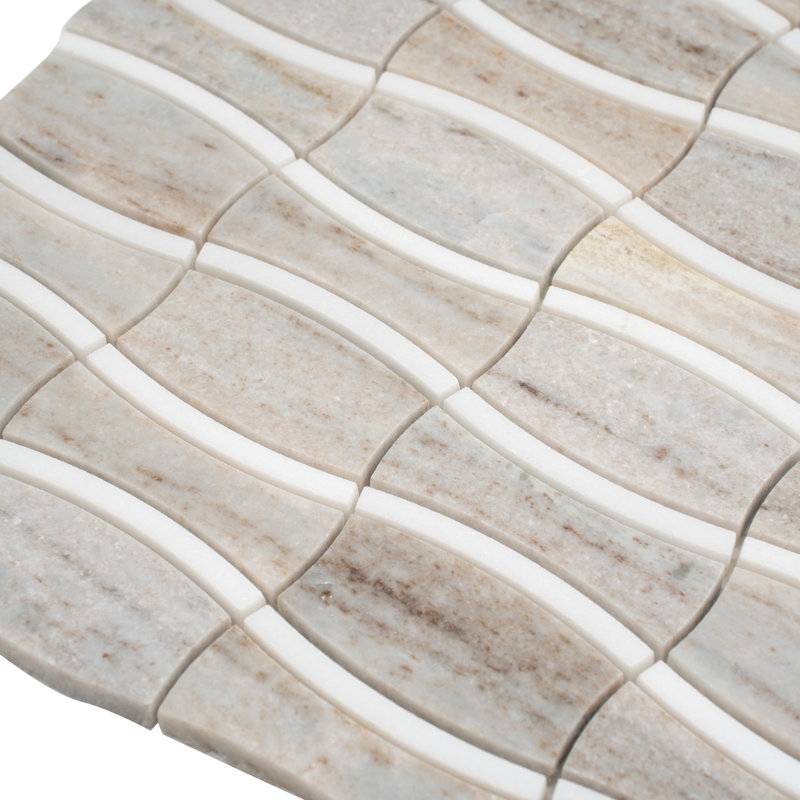 Carreau de mur et de sol en mosaïque de marbre blanc chaud 12 x 12 Mirage (5,04 pieds carrés / caisse) - paquet de 5