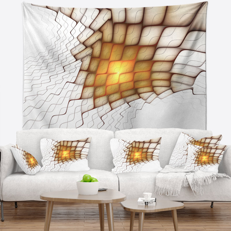 Tapisserie de blocs de flammes abstraites, H 32 po x l 39 po