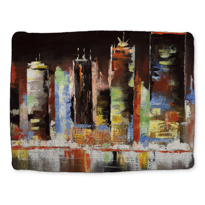 Cityscape by Night Brown Braided Polyester Placemat Home Decor