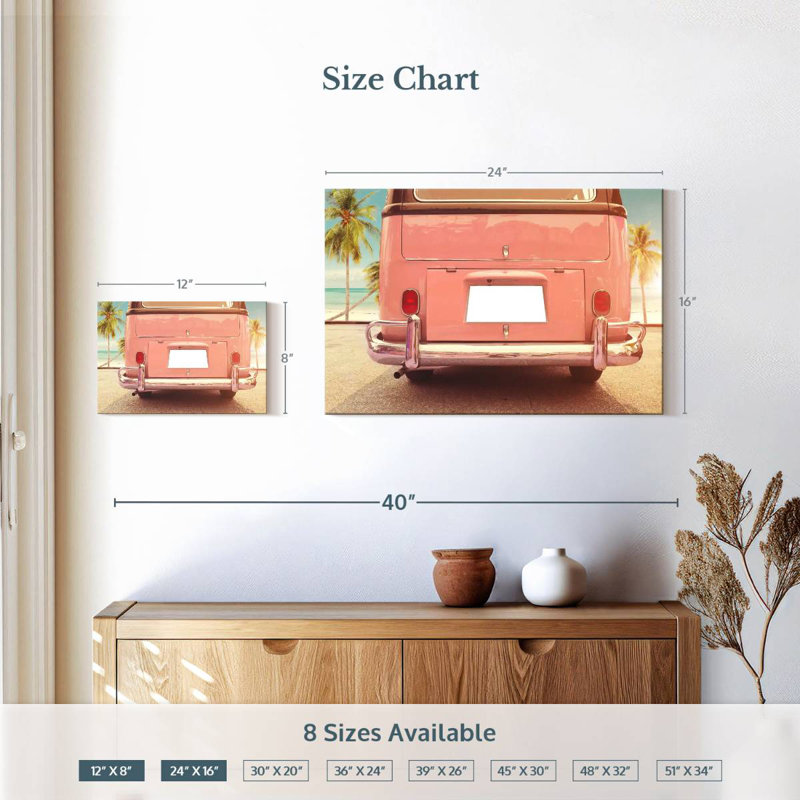 Mehar Beachside Pink Van, 16" H x 24" W