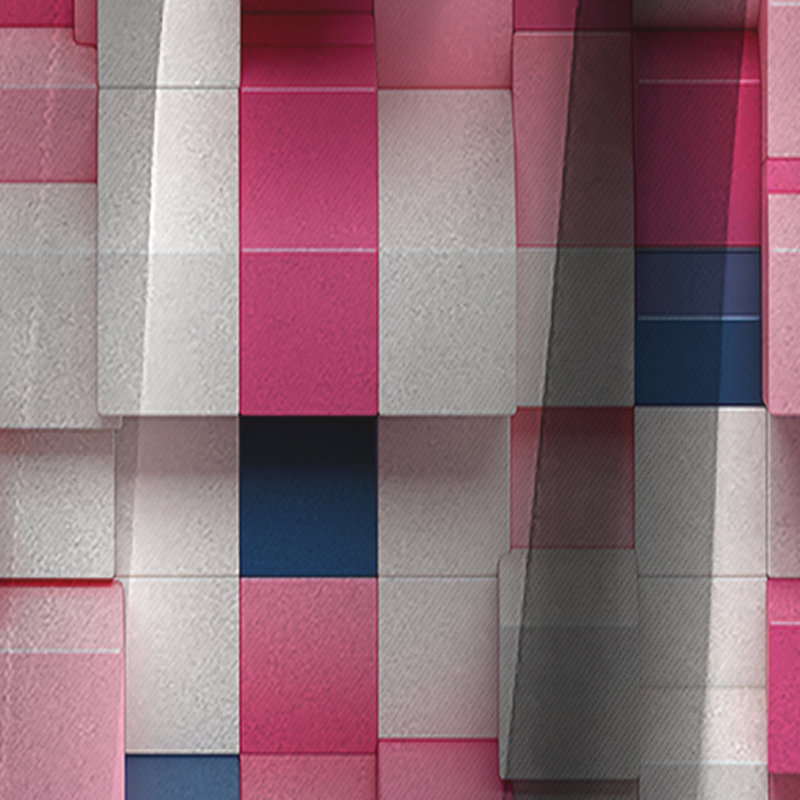 Rose et blanc Blockchain Blocks I - Rideau abstrait - Rideau géométrique occultant - 1 panneaux, L 52 po x L 120 po
