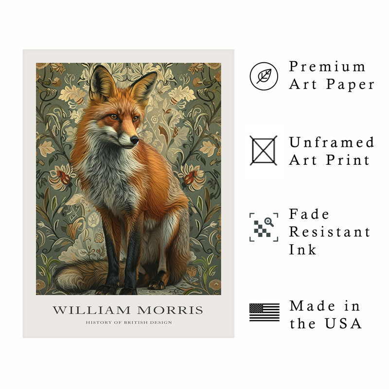 Animaux, animaux, William Morris, H 16 po x l 12 po
