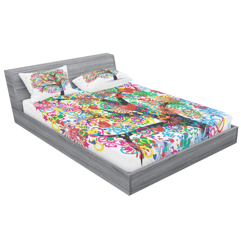 Tree Of Life Microfiber Sheet Set, Full Sheet Set with Fitted Sheet