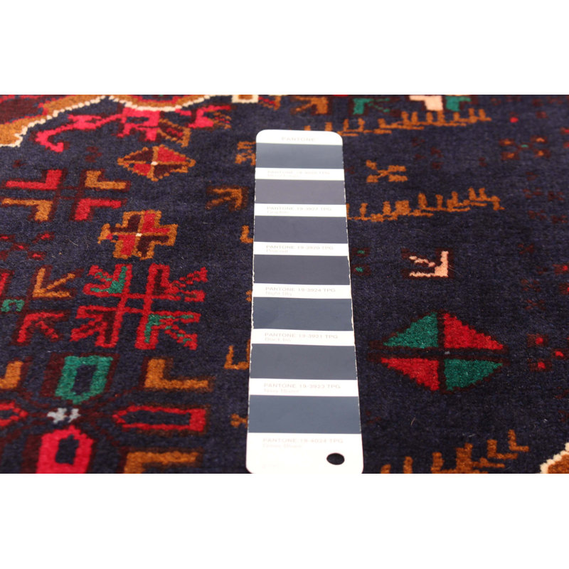 Tapis bleu foncé Teimani 3 pi 8 po x 6 pi 6 po