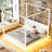 King Size, White, Platform Canopy Bed, Led, Various Bedroom Themes Under Bed Nightstand, Led Lighting, Contemporary Aesthetic-811897745