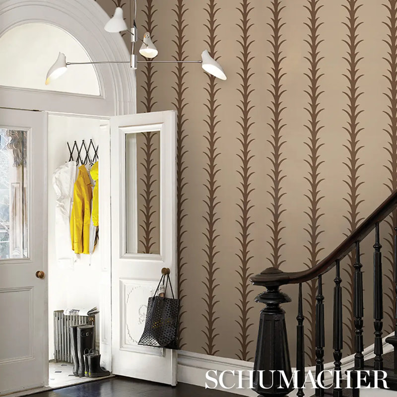 Schumacher X Celerie Kemble Striped Wallpaper Roll, Beige