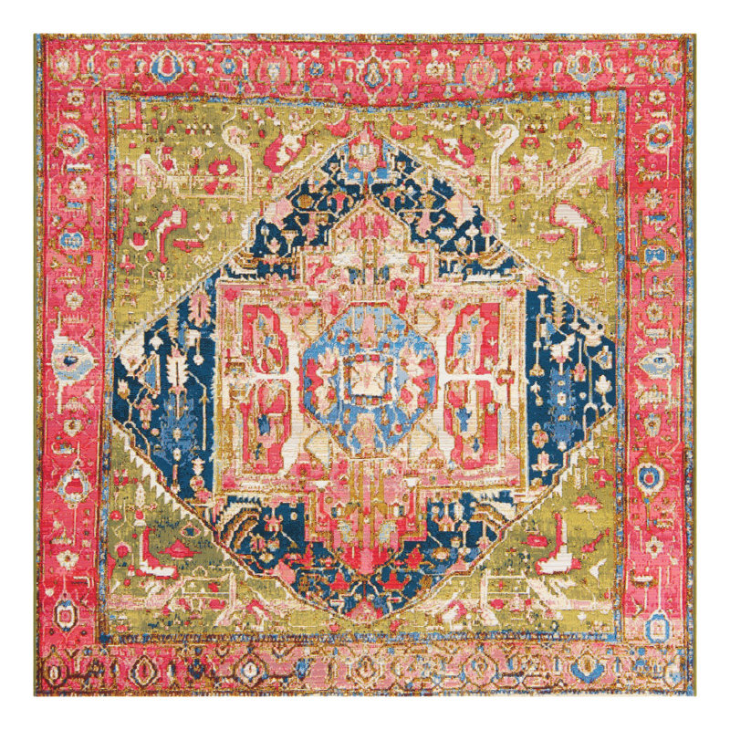 Multi Limon Indoor/Outdoor Traditional Rug, Square 6'