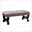 Banc repose-pieds, capitonné pour le salon de la chambre à coucher de l'entrée | Bois brun foncé | Noir-1314479073