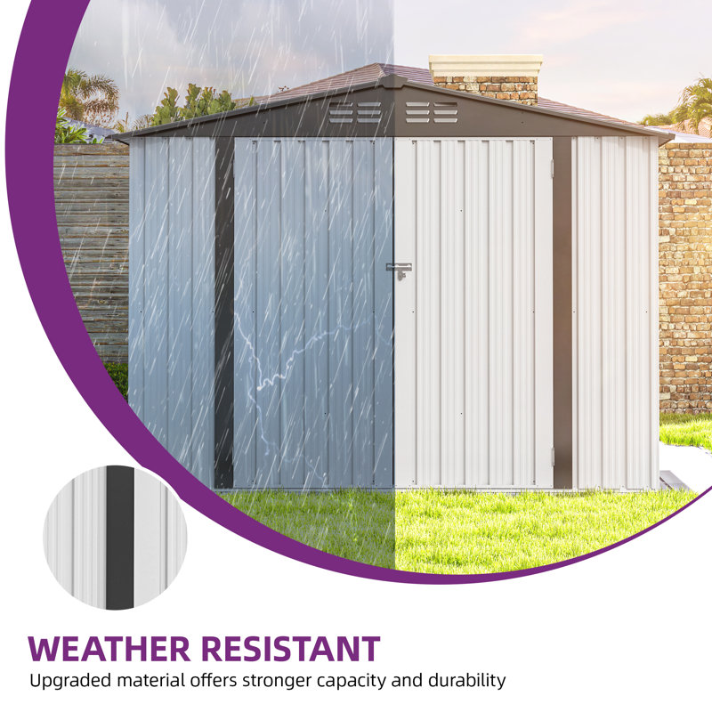 Galvanized Steel Storage Shed, White