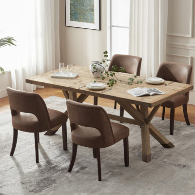 Faux Leather Upholstered Back Side Dining Chair (Set of 4)