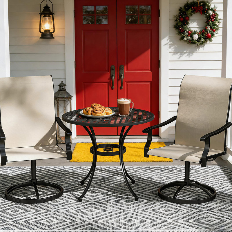 Outdoor Chairs,Swivel Chairs Set Of 2, Beige