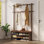 Coat Rack With Shoe Storage, Wooden Hall Tree With Bench, 11 Hoo...