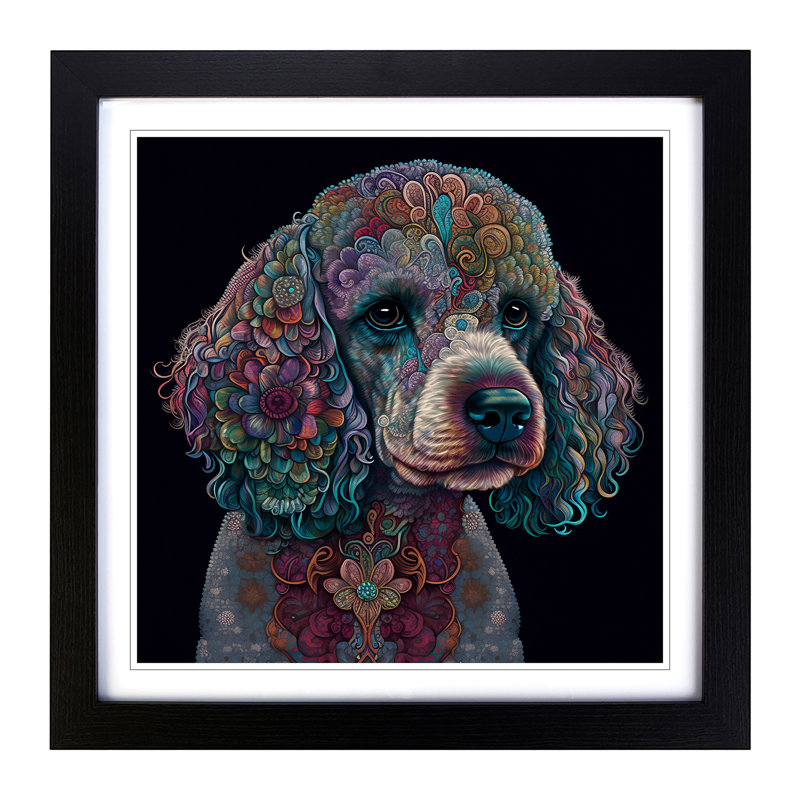 Poodle Paisley - Framed Print, Black