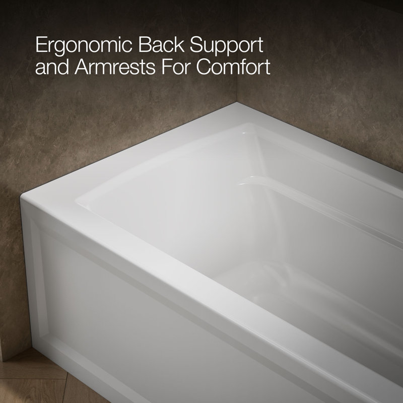 Archer 66" x 32" Soaking Bathtub, White, Right