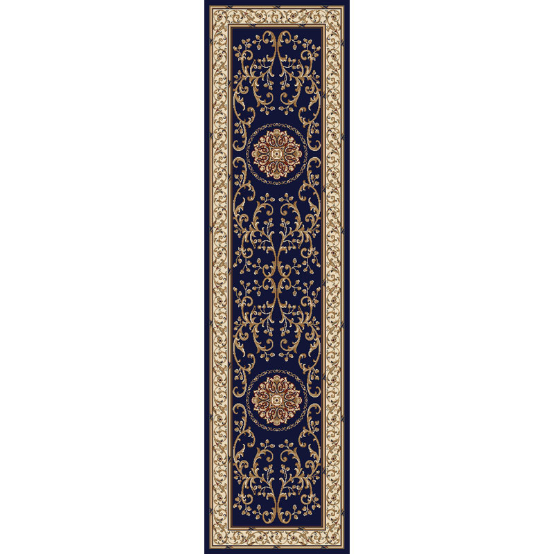 Keasey 1419 Traditional Oriental Navy Area Rug, Runner 2'2" x 8'