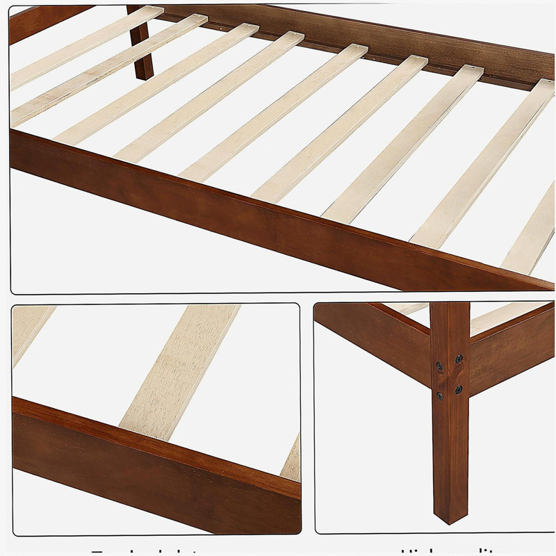 [Non autorisé à vendre à Walmart] Lit plateforme simple en bois avec tête de lit et support à lattes en bois (noyer)