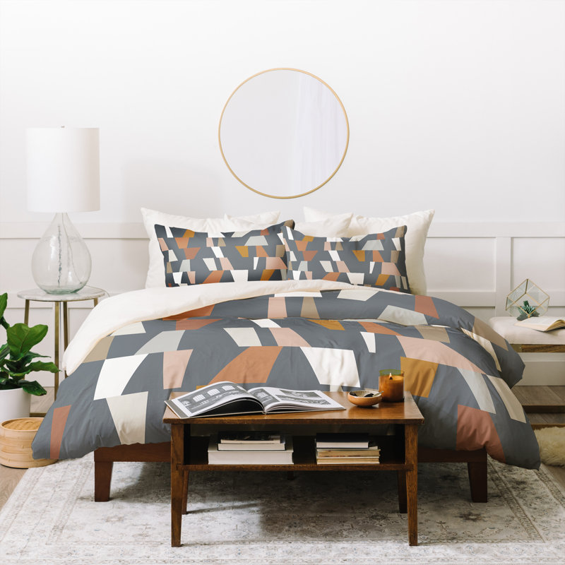 Modern & Contemporary Polyester Geometric Shapes Duvet Cover, King