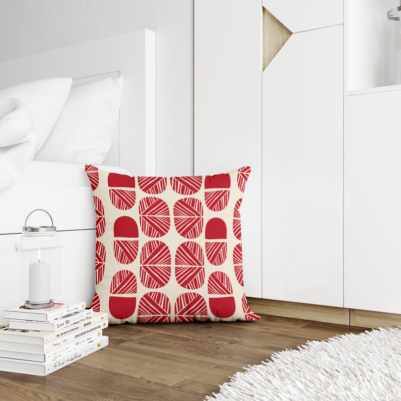 Jeté carré en polyester intérieur / extérieur, L 19 po x H 19 po, Rouge
