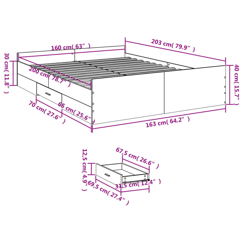 Peltz Bed, White, European Kingsize (160 x 200cm)