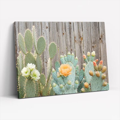 Ensemble de 1 tableau sur toile avec fleurs de cactus
