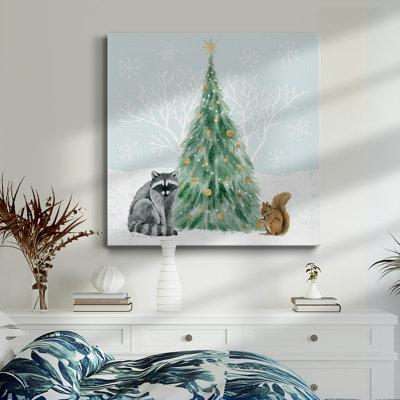 Noël dans la forêt II - Toile tendue avec châssis de qualité supérieure - prête à être accrochée