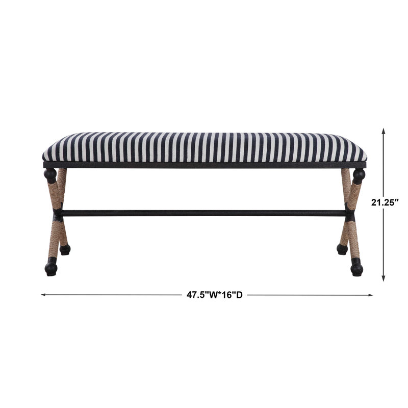 Banc en métal Milana, Rayures bleu marine