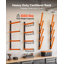 Étagère à bois à 4 niveaux (50 kg par niveau), pliable, fixation murale pour garages, ateliers et entrepôts, bras cantilever robustes, réglable sur 3 niveaux, acier, orange et noir.