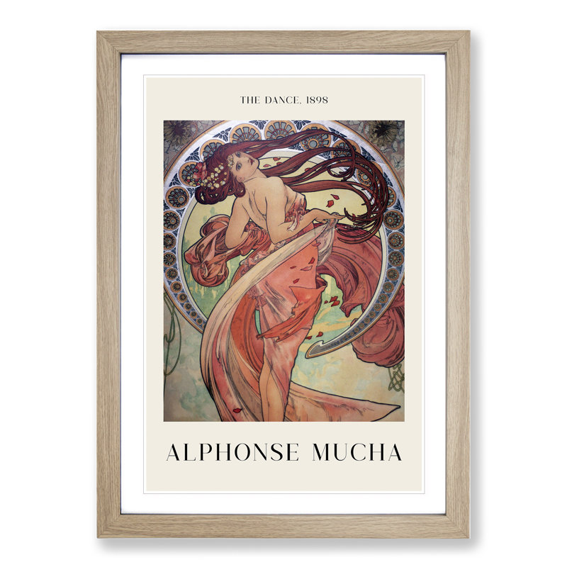 The Dance by Alphonse Mucha - Picture Frame Painting, Oak Framed, 36cm H x 27cm W x 2cm D