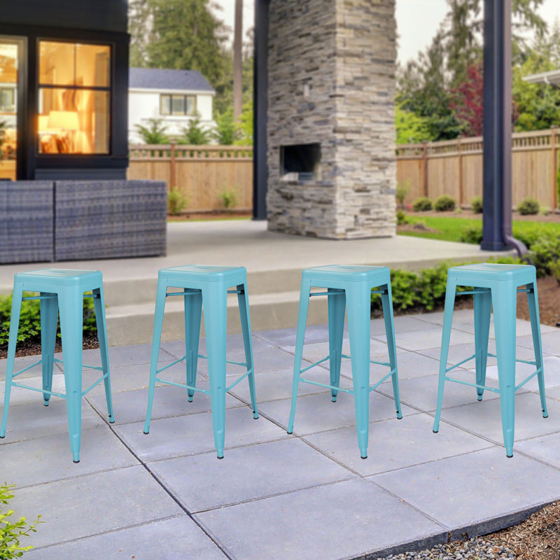 Tabouret bar et de comptoir Itzia, 4, Tabouret de bar (assise de 30 po de hauteur), Bleu sarcelle