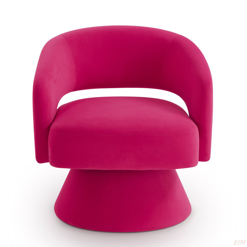 Fauteuil demi-tonneau pivotant de 27,5 po Nevile, Velours rose
