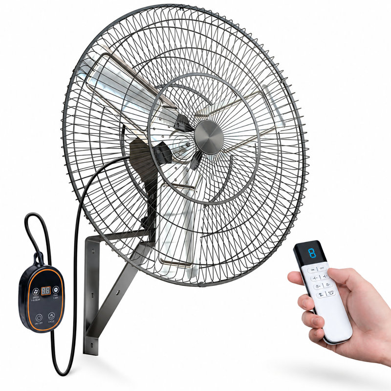 Ventilateur mural industriel 30 "avec télécommande, moteur à courant continu, ventilateur mural oscillant à grande vitesse à 8 vitesses avec minuterie pour garage, atelier et patio