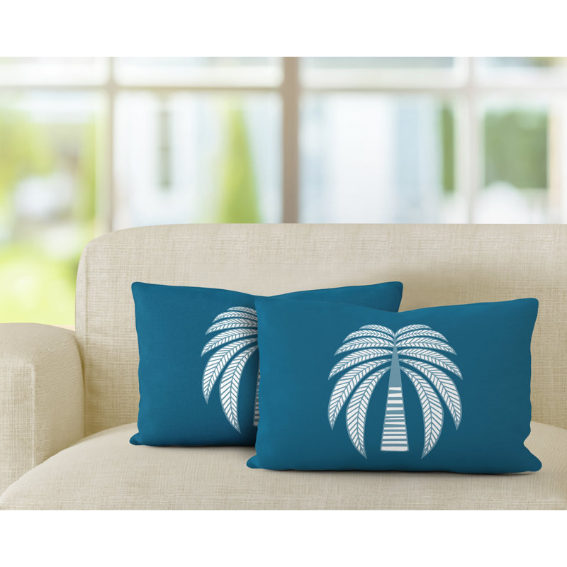 No Decorative Addition Outdoor Reversible Throw Pillow, Turquoise