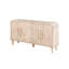 Buffet 59 po courbé rétro avec grain de bois vertical et grandes poignées en bois, tablettes réglables pour le rangement de la cuisine et de la salle à manger, blanc antique-710782960