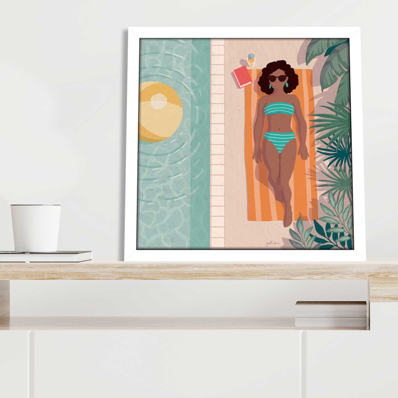 Beach Babes III - Peinture, L 25,5 po x H 25,5 po, Cadre blanc