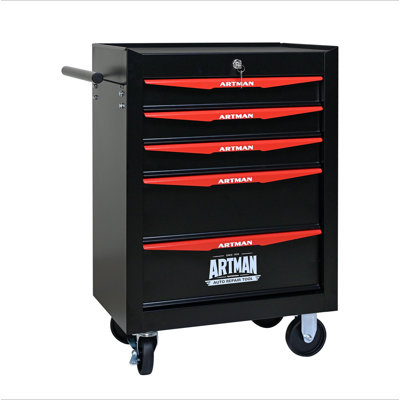 Coffre à outils roulant en métal avec 5 tiroirs, armoire à outils à 5 tiroirs de 20 po avec glissières à roulement à billes, coffre à outils en acier