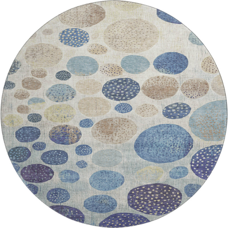 Premium Machine Washable Lonon AMF1952 Geometric Rug, Round 8'