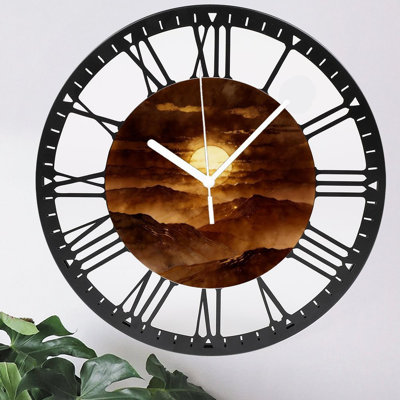 Horloge murale ronde en fer 10 po avec mouvement à quartz silencieux, chiffres romains, impression UV