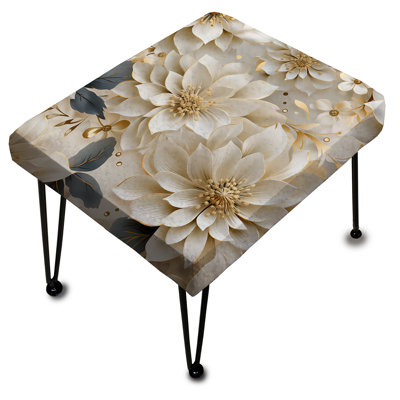 Mandalas blancs et dorés - Repose-pieds rectangulaire floral