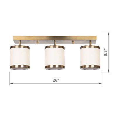 3 Lights Metal Body Semi Flush Mount With Lampshade Cap