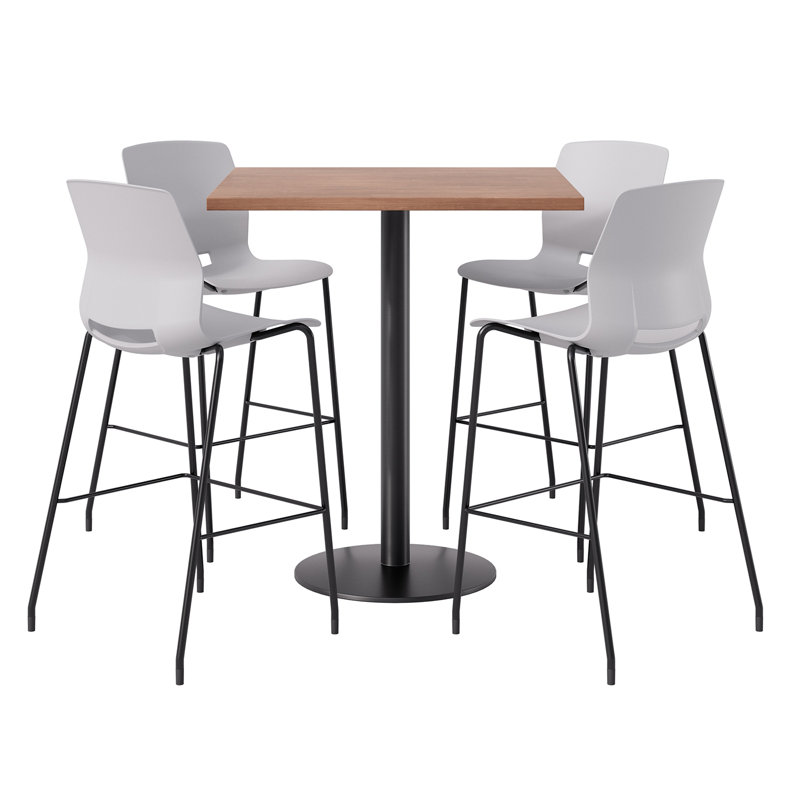 Ensemble repas pour 4 personnes à hauteur de bar, H 41 po x L 42 po x l 42 po, Cerise, Gris / noir