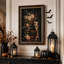 Art mural sur toile, roses roses et fleurs blanches sur une pile d'Halloween rétro-2135329568