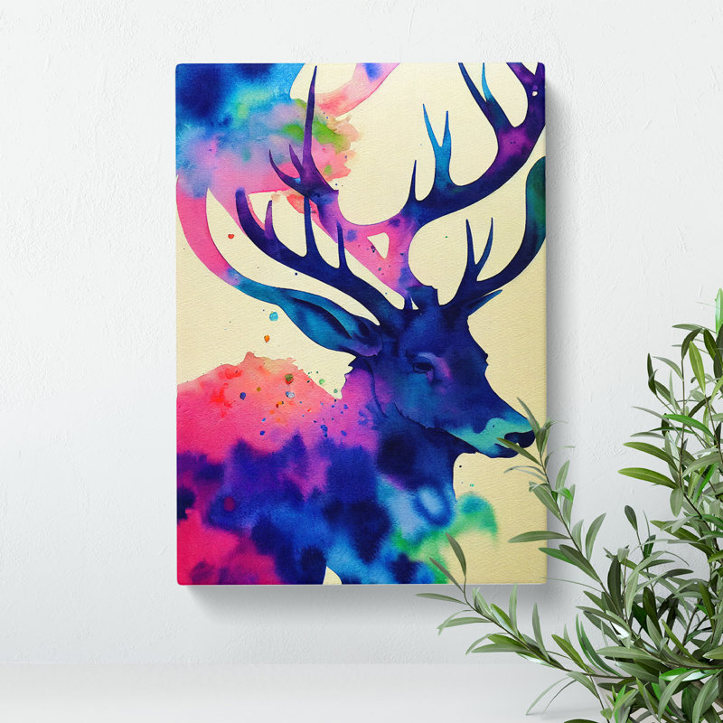 Splashed Stag No.4 - Wrapped Canvas, 50cm H x 35cm W x 3cm D