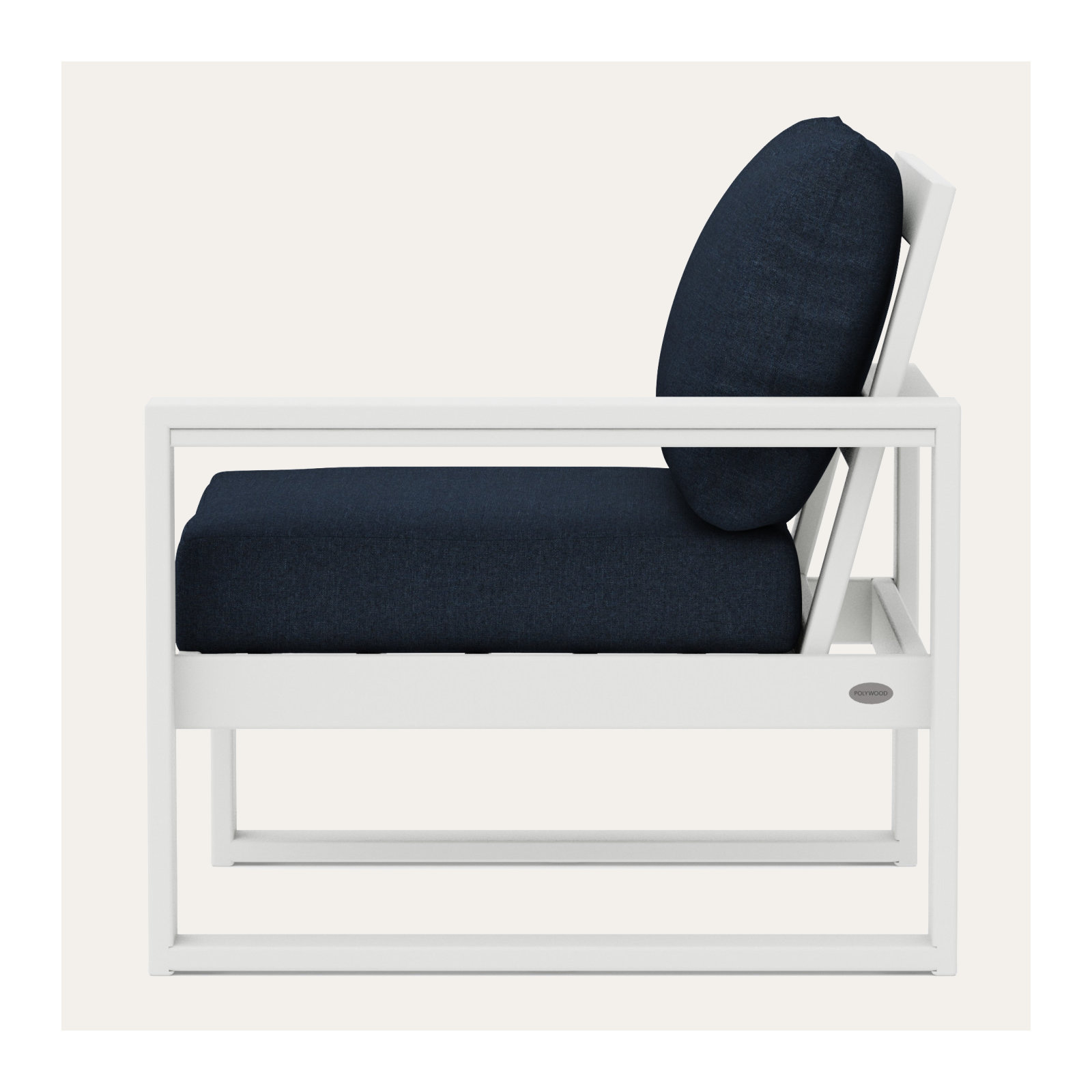 POLYWOOD Outdoor Lounge Chair, Marine Indigo, White