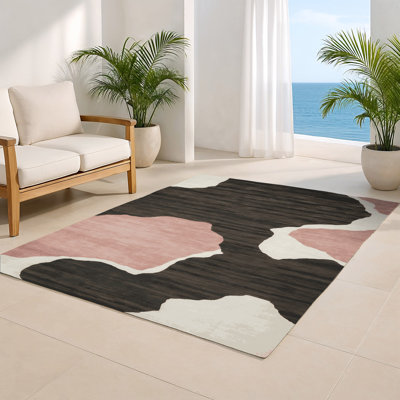 Watercolor Black Indoor and Outdoor Area Rug