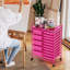 Chariot de rangement mobile à 17 tiroirs 17 Stories avec tiroirs colorés et cadre en métal rose vif