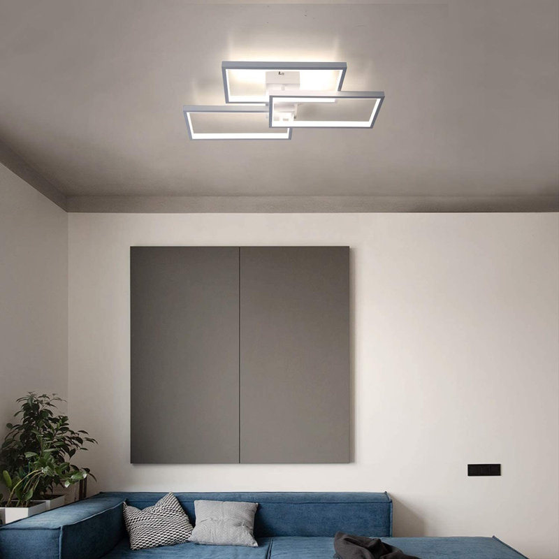 LED ceiling light living room ceiling lamp modern - 72W living room lamp dimmable with remote control white bedroom lamp rectangle metal design for bedrooms children's rooms kitchens