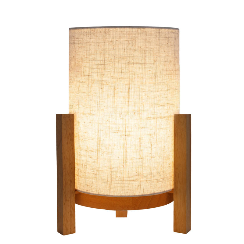 Bulman Wood Standard Table Lamp Lamp, Brown, Cream, 32cm H x 21cm W x 21cm D